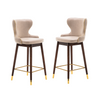 Set of 2 Leather Fabric Bar Stools