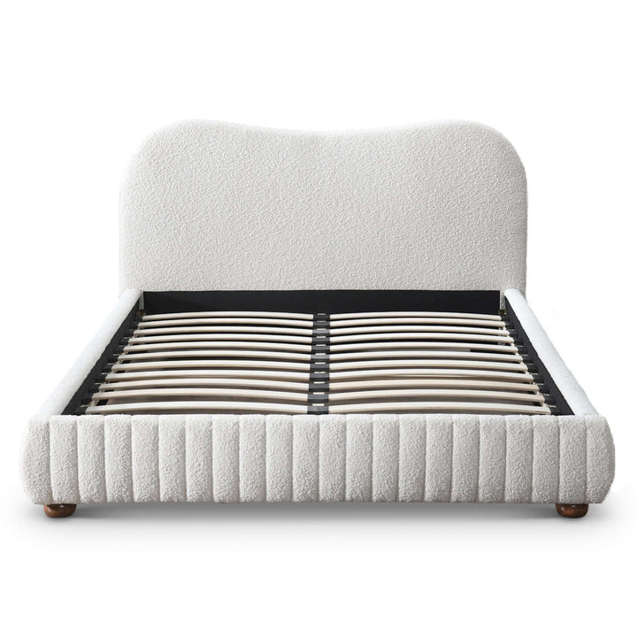 The Norme Boucle Upholstered Low Profile Queen Size Platform Bed In Cream Era and Style Inspired Home Décor 5