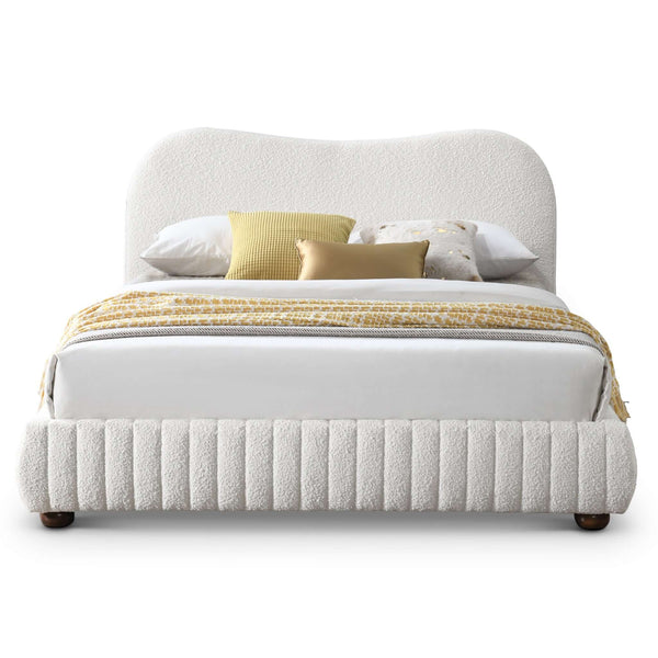 The Norme Boucle Upholstered Low Profile Queen Size Platform Bed In Cream Era and Style Inspired Home Décor 4