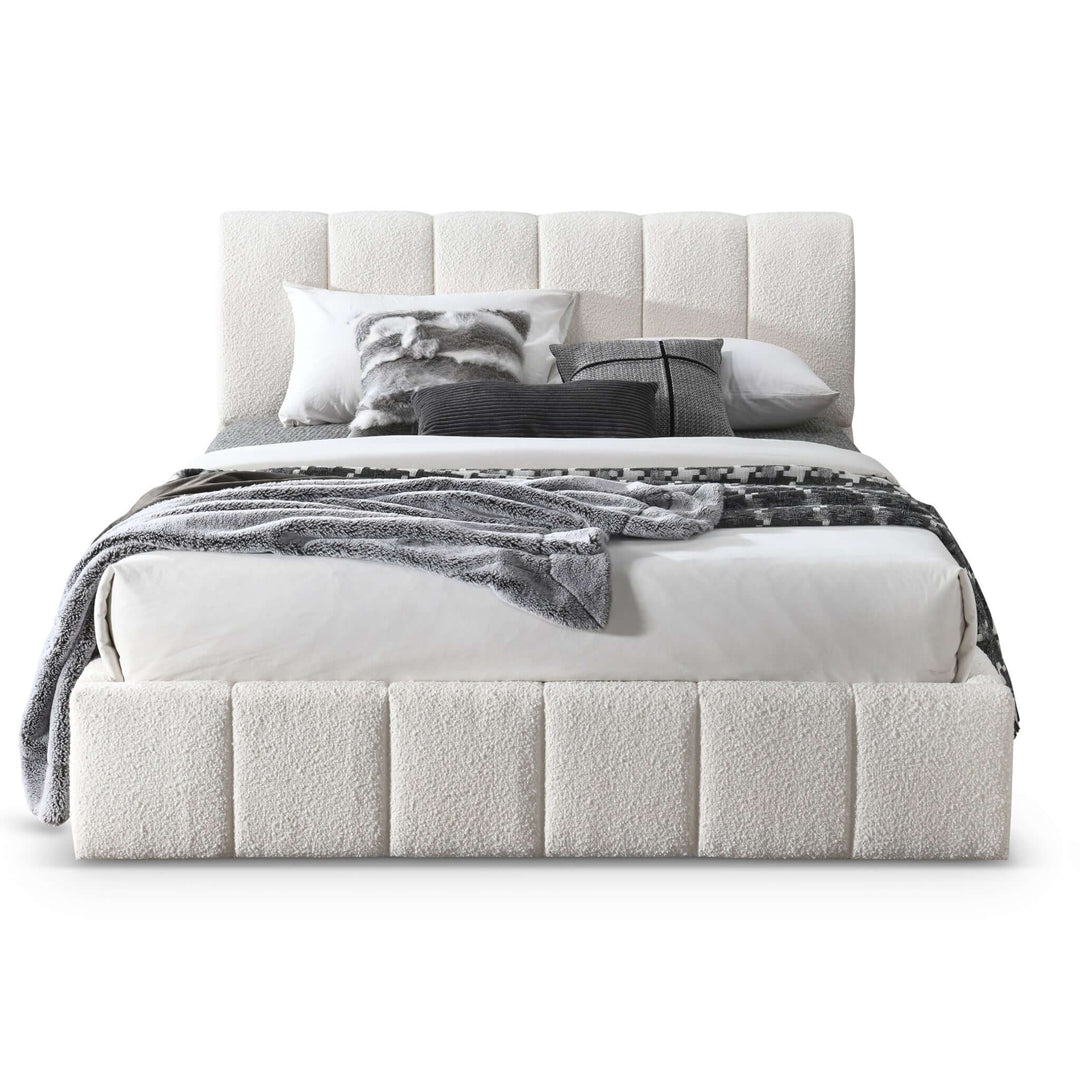 The Hilar White Boucle Platform Bed Queen Era and Style Inspired Home Décor 5