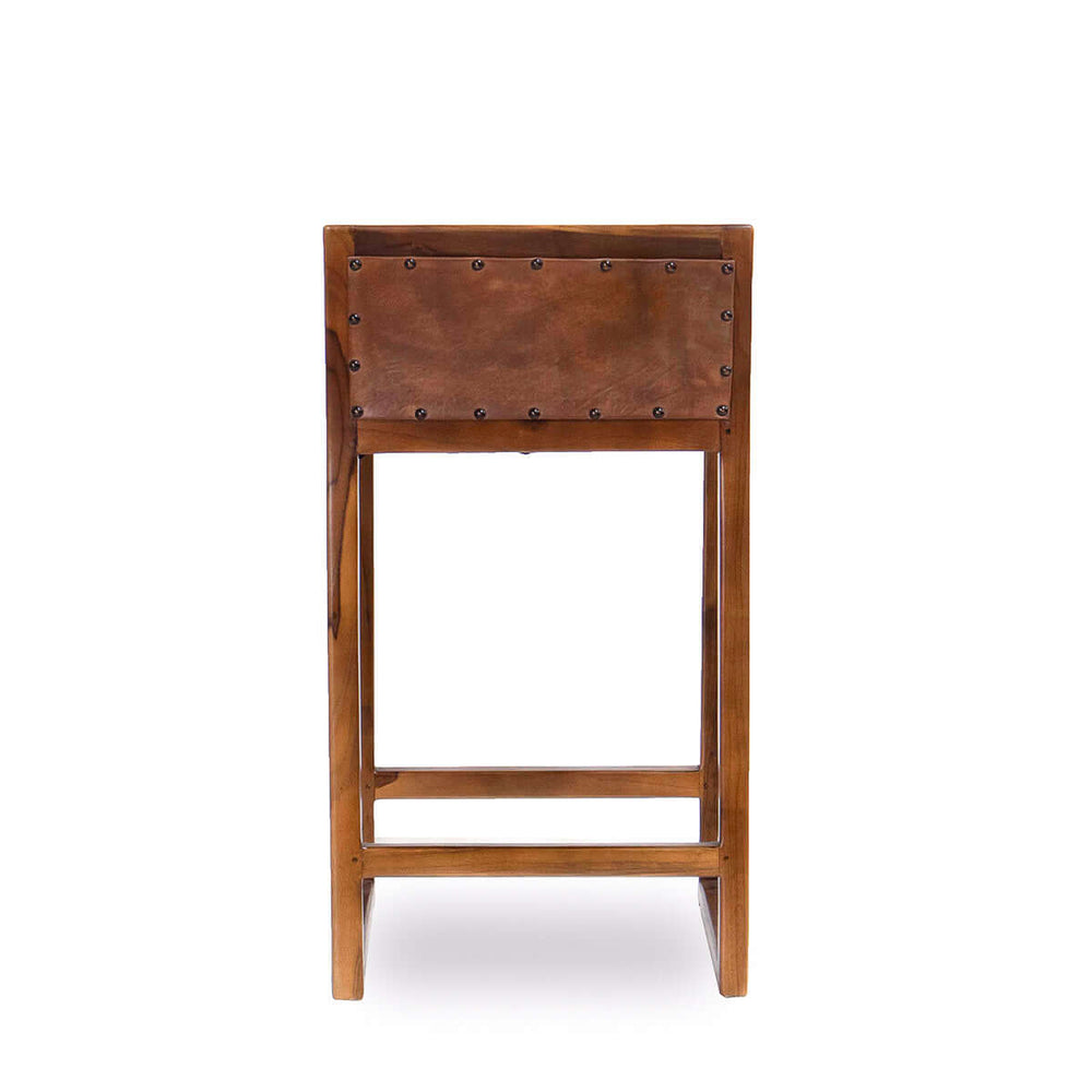 The Gavin  25'' Solid Wood Genuine Leather Counter Stool Era and Style Inspired Home Décor 2