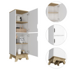 British Single Kitchen Pantry, Four Storage Shelves, Double Doors Cabinets