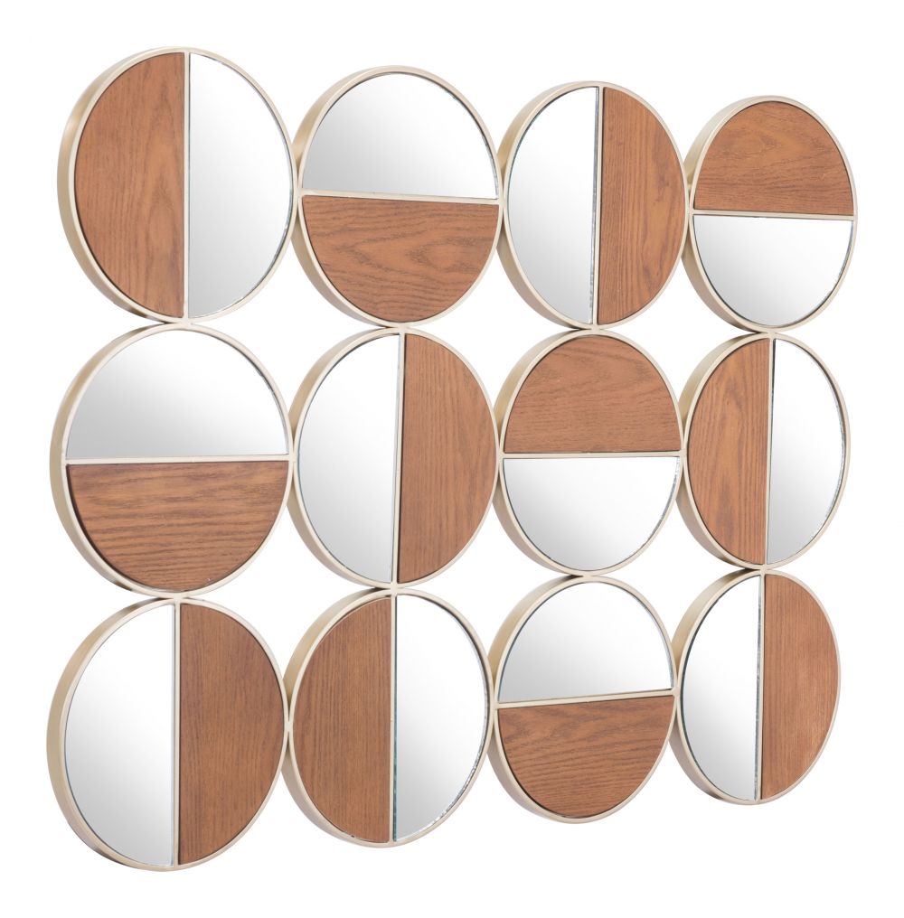 The Cycle Round Mirror Gold & Walnut  Era and Style Inspired Home Decor 1