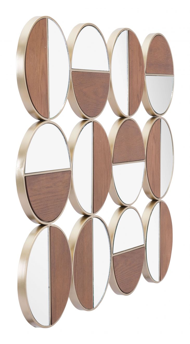 The Cycle Round Mirror Gold & Walnut  Era and Style Inspired Home Decor 1