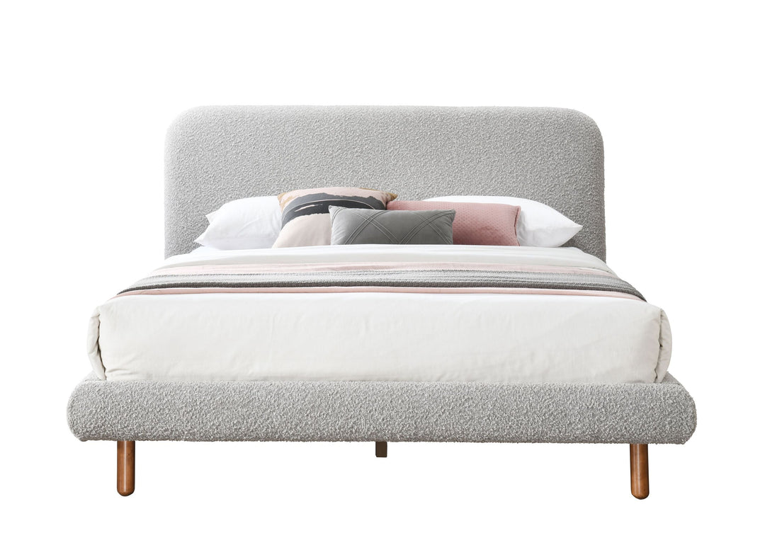 Contemporary Gray Boucle Eastern King Bed