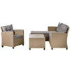 4-Piece Outdoor Beige Rattan Patio Furniture Set