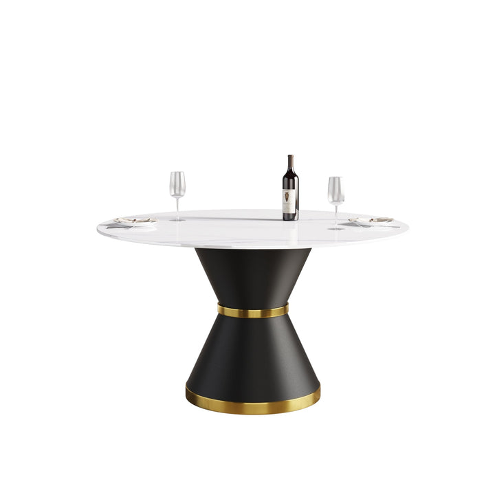 Marble-Style Round Dining Table