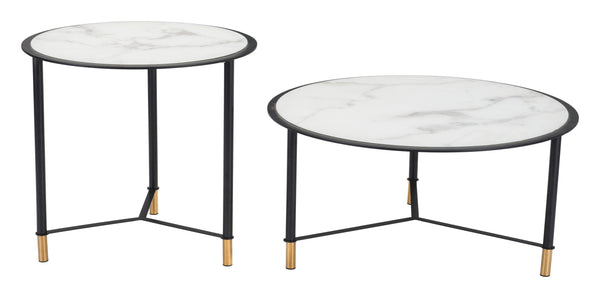 The Davis Coffee Table Set (2-Piece) White & Black