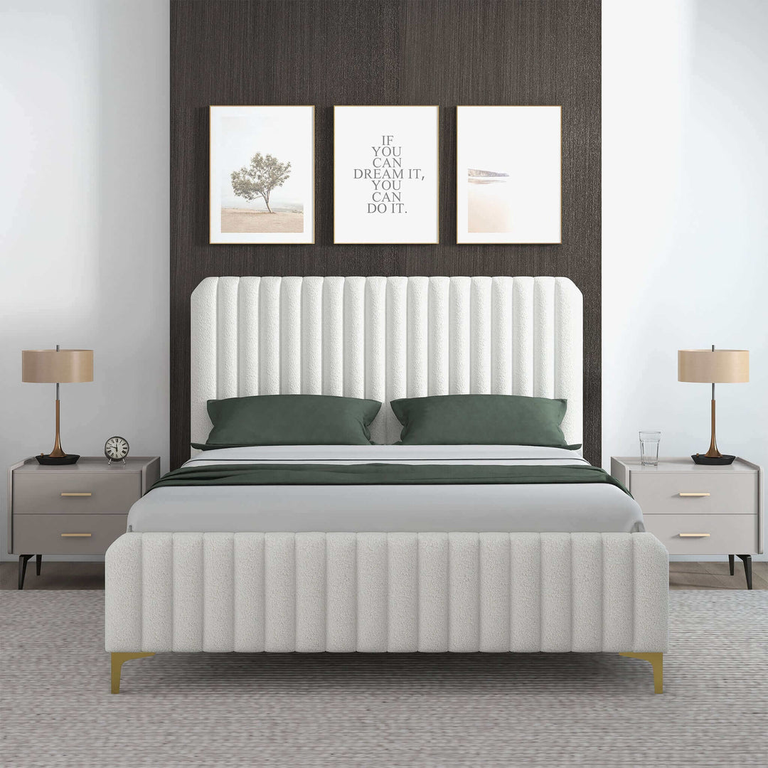 The Valery King Size Cream Boucle Platform Bed Era and Style Inspired Home Décor 2