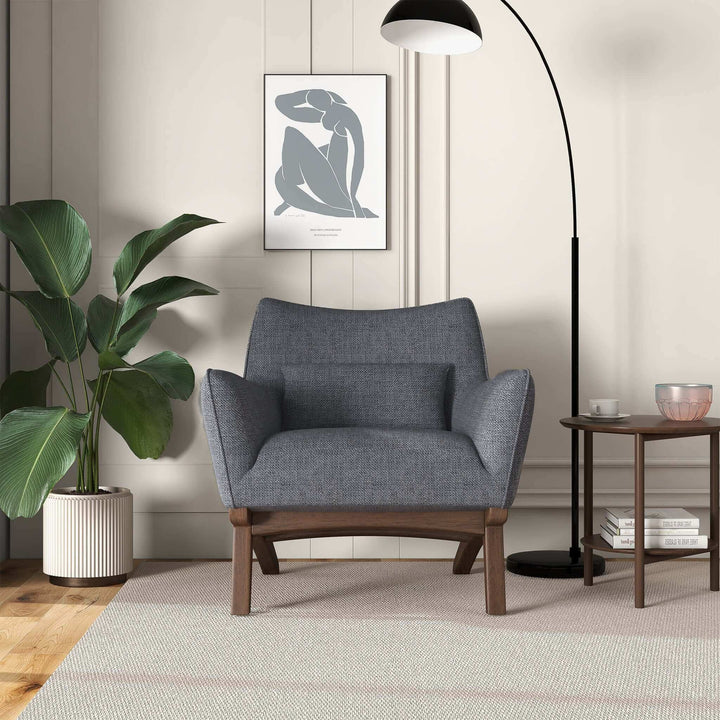 The Brayden Mid Century Modern Sea Side Gray Linen Armchair Era and Style Inspired Home Décor 1