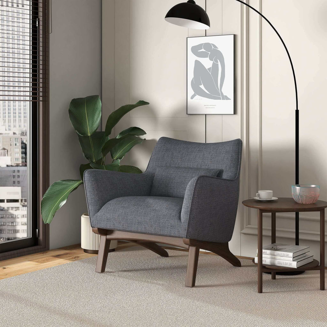 The Brayden Mid Century Modern Sea Side Gray Linen Armchair Era and Style Inspired Home Décor 2