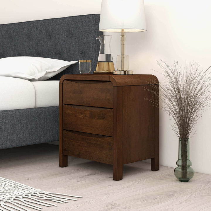 The Lionel Mid Century Modern Solid Wood Nightstand 3-Drawer Bed Side Table Era and Style Inspired Home Décor 2