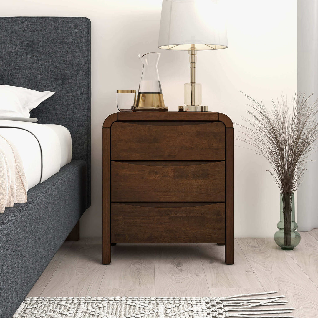 The Lionel Mid Century Modern Solid Wood Nightstand 3-Drawer Bed Side Table Era and Style Inspired Home Décor 1