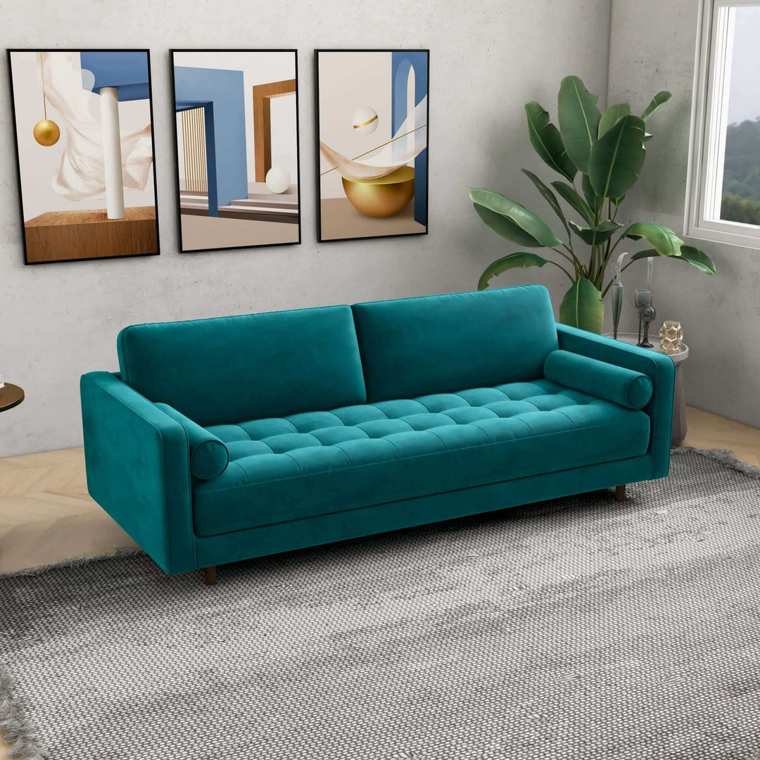 The Anthony Teal Velvet Sofa Era and Style Inspired Home Décor 1