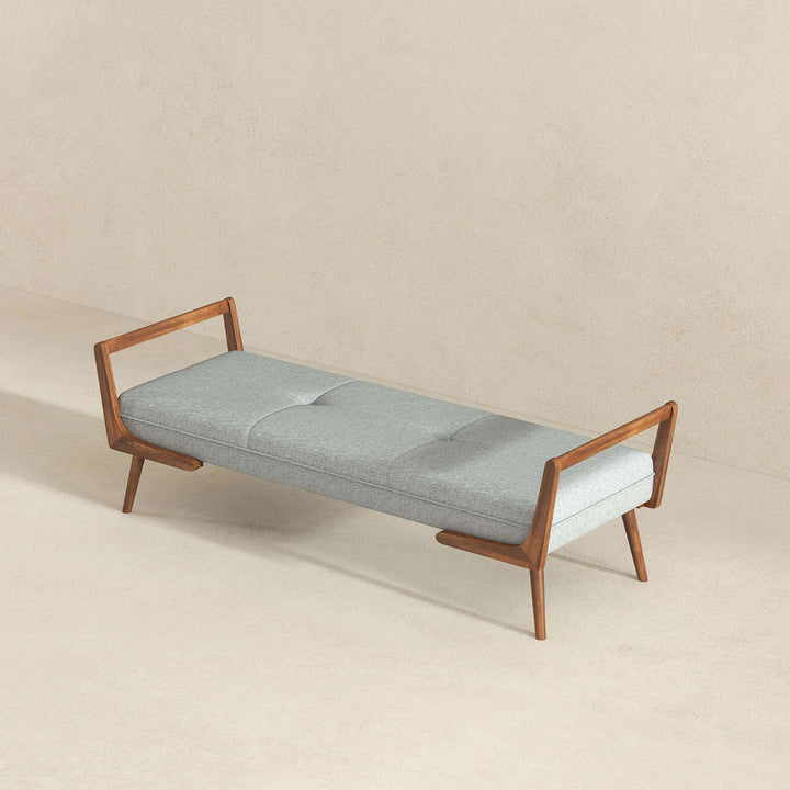 The Cora Mid Century Modern Grey Fabric Bench Era and Style Inspired Home Décor 7