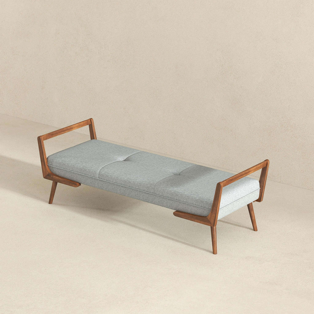 The Cora Mid Century Modern Gray Fabric Bench Era and Style Inspired Home Décor 7