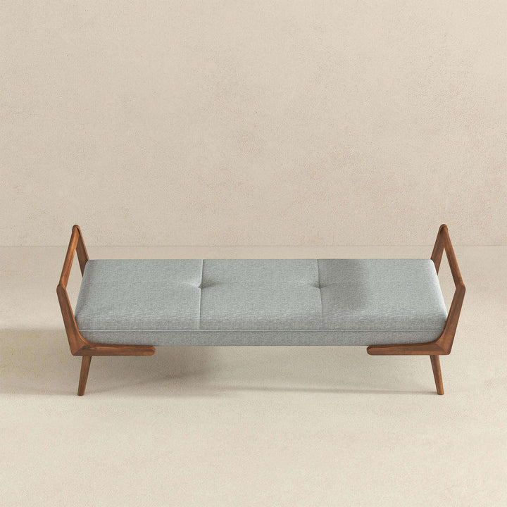 The Cora Mid Century Modern Gray Fabric Bench Era and Style Inspired Home Décor 8