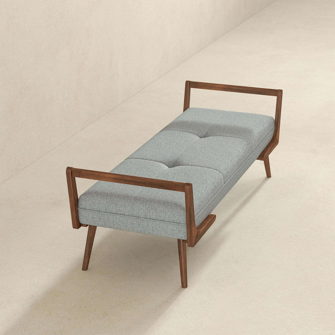 The Cora Mid Century Modern Grey Fabric Bench Era and Style Inspired Home Décor 6