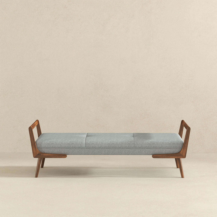 The Cora Mid Century Modern Grey Fabric Bench Era and Style Inspired Home Décor 5