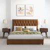 The Donald Mid Century Modern Cognac Velvet Platform Bed Queen Era and Style Inspired Home Décor 3