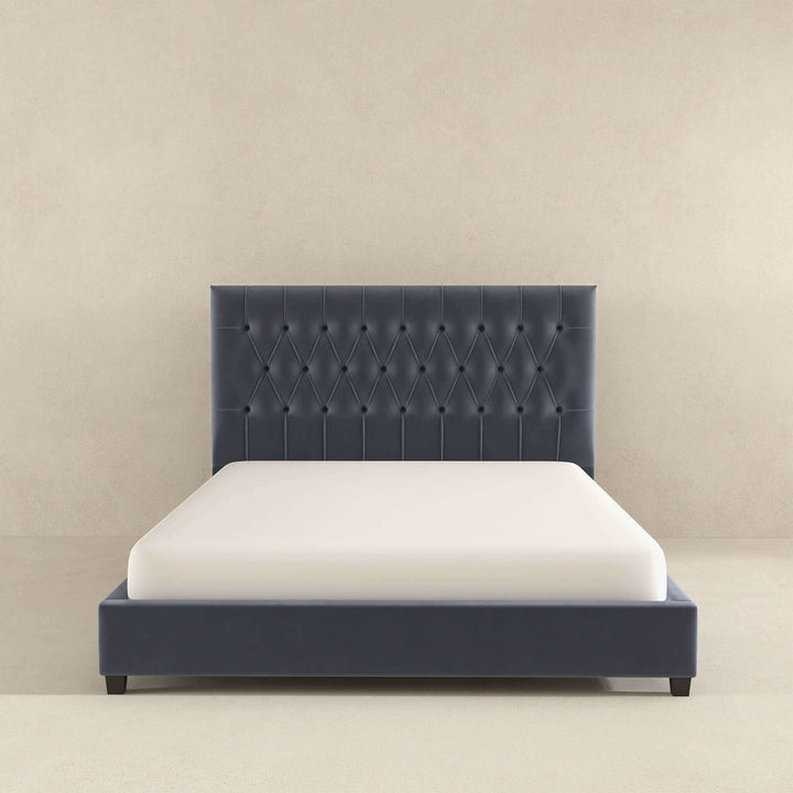 The Donald Mid Century Modern Gray Velvet Platform Bed Queen Era and Style Inspired Home Décor 7