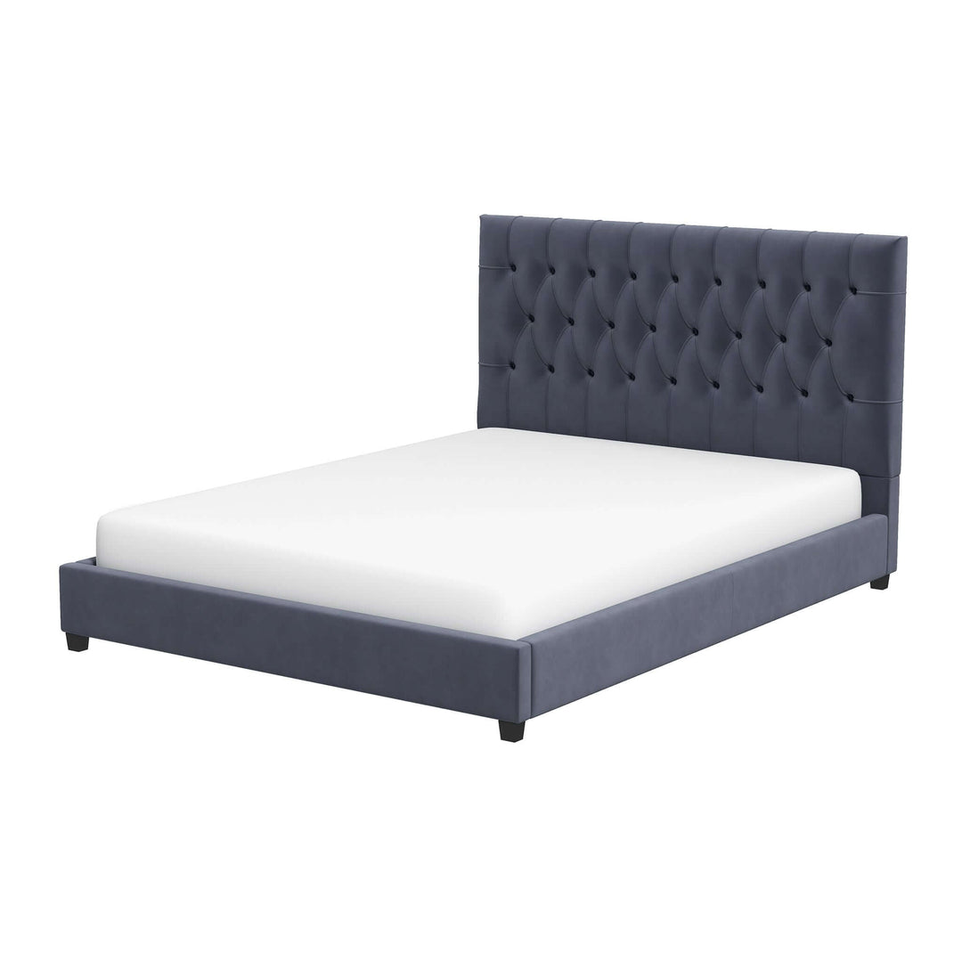 The Donald Mid Century Modern Gray Velvet Platform Bed Queen Era and Style Inspired Home Décor 3