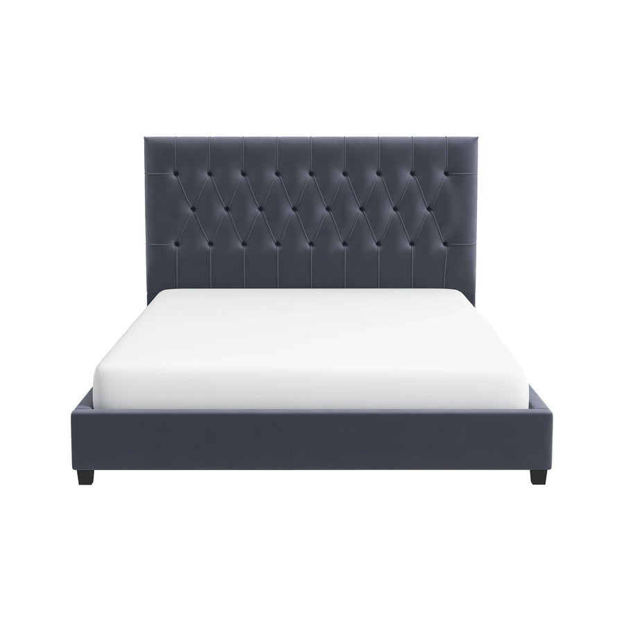 The Donald Mid Century Modern Gray Velvet Platform Bed King Era and Style Inspired Home Décor 2