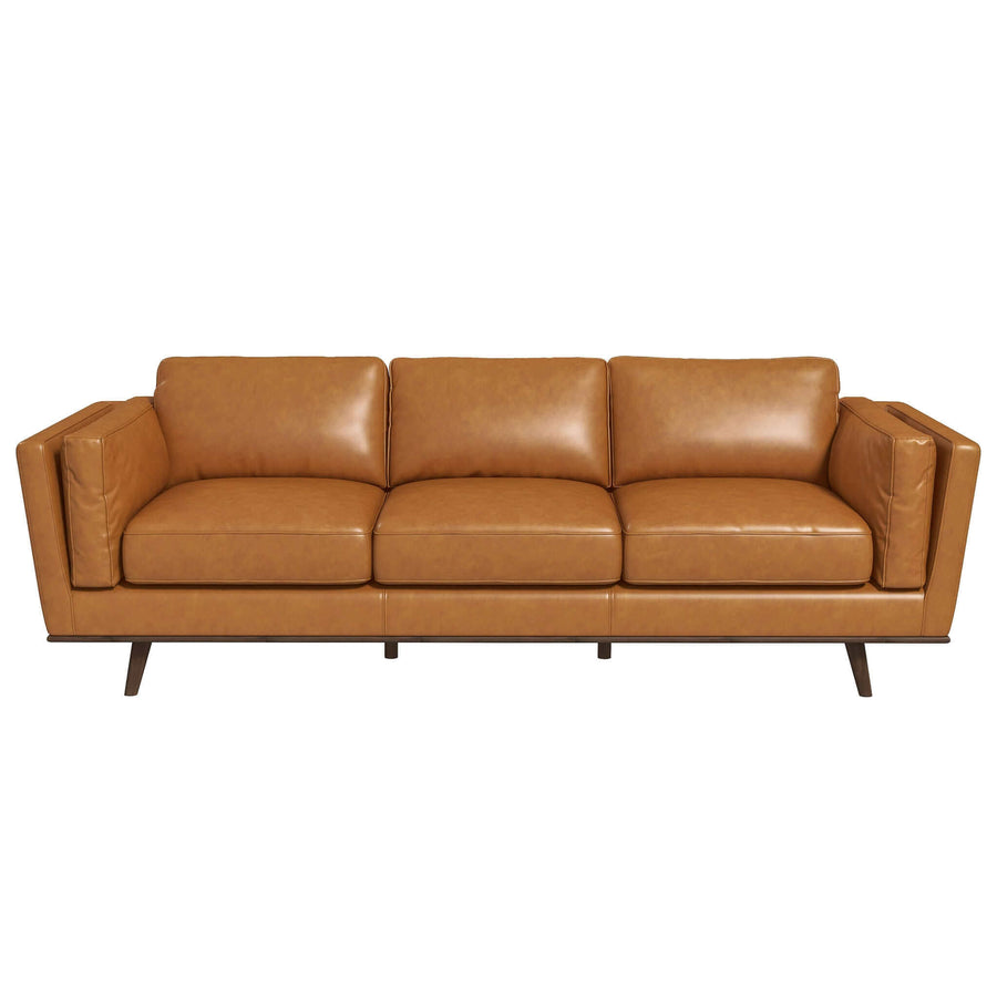 The Chase Mid Century Modern Tan Genuine Leather Sofa Era and Style Inspired Home Décor 2