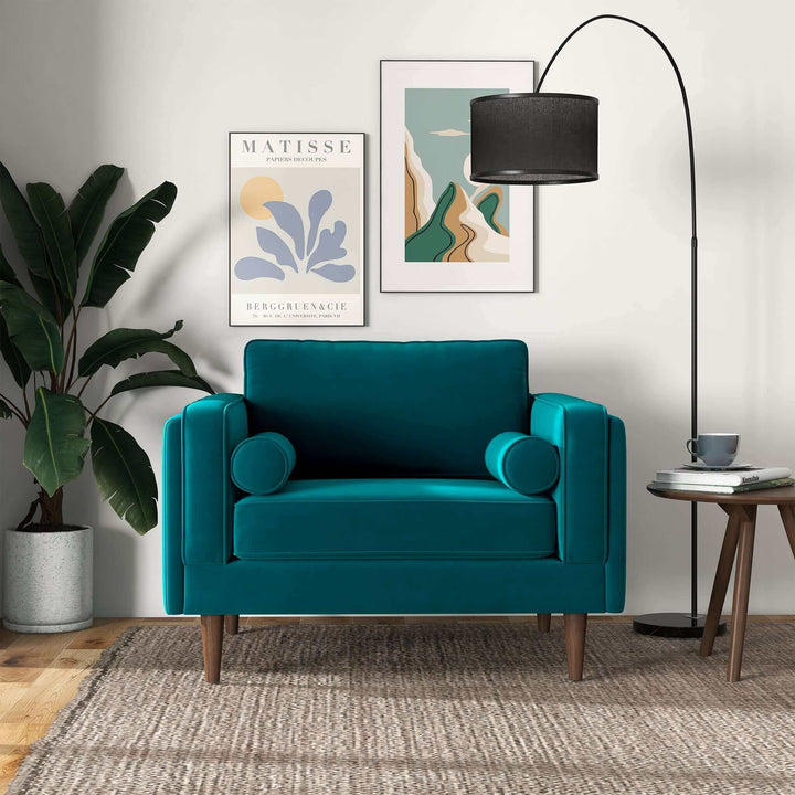 The Amber Teal Velvet Lounge Chair Era and Style Inspired Home Décor 1