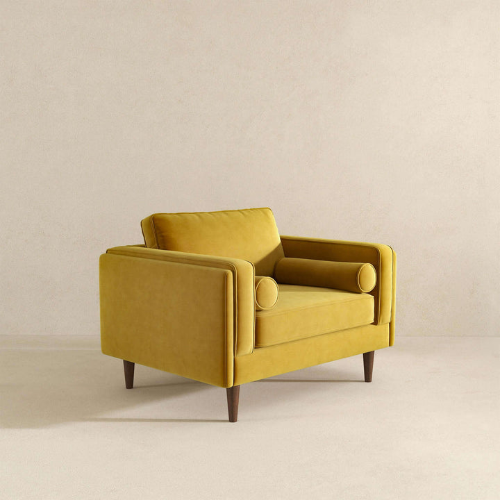 The Amber Dark Yellow Velvet Lounge Chair Era and Style Inspired Home Décor 8