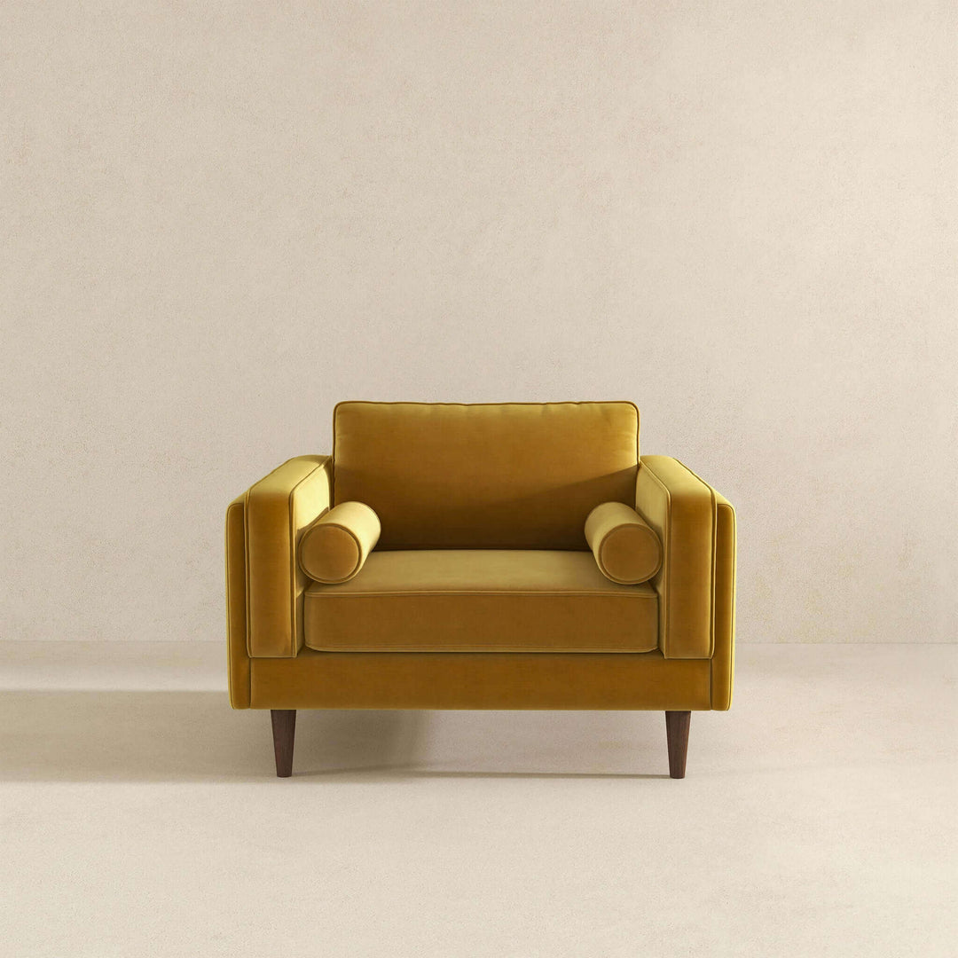 The Amber Dark Yellow Velvet Lounge Chair Era and Style Inspired Home Décor 5