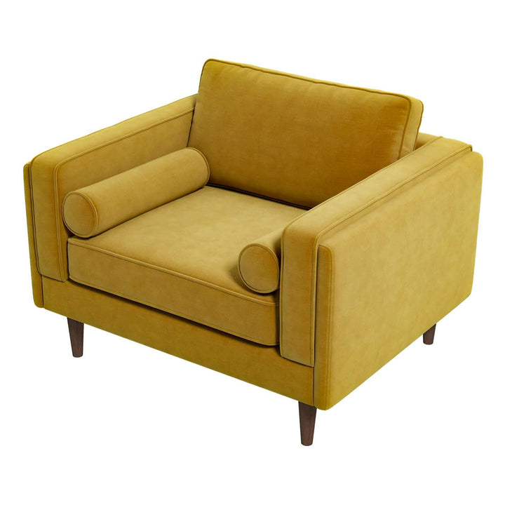 The Amber Dark Yellow Velvet Lounge Chair Era and Style Inspired Home Décor 3