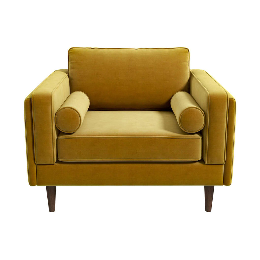 The Amber Dark Yellow Velvet Lounge Chair Era and Style Inspired Home Décor 2