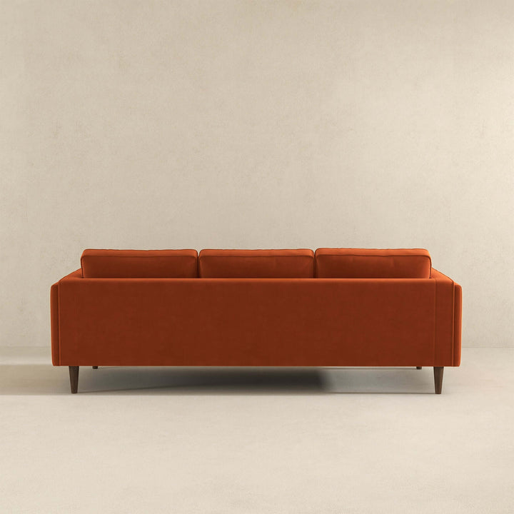 The Amber Mid Century Modern Burnt Orange Luxury Modern Velvet Sofa Era and Style Inspired Home Décor 5