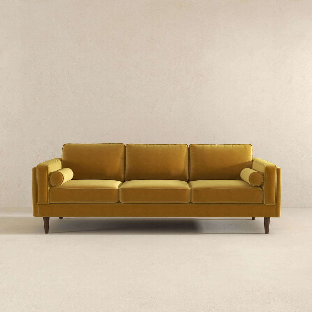 The Amber Mid Century Modern Yellow Luxury Modern Velvet Sofa Era and Style Inspired Home Décor 2