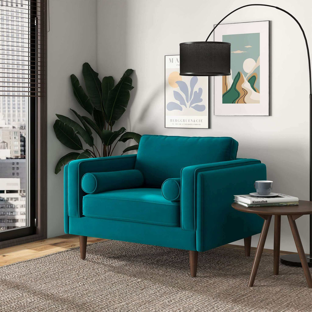 The Amber Teal Velvet Lounge Chair Era and Style Inspired Home Décor 2