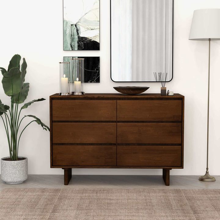 The Dubrovnik Mid Century Modern Walnut Dresser With 6 Drawers Era and Style Inspired Home Décor 4