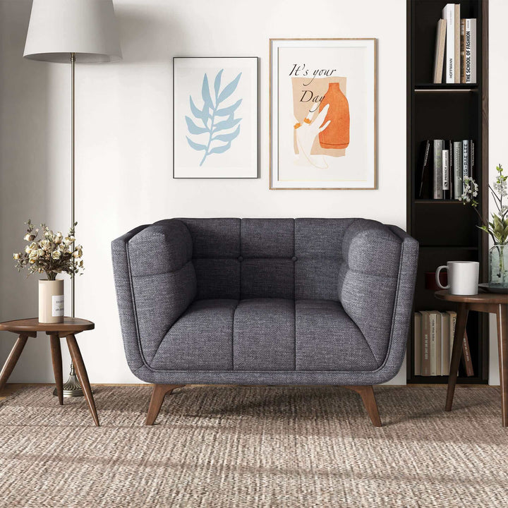 The Addison Mid Century Modern Seaside Grey Linen Lounge Chair Era and Style Inspired Home Décor 1