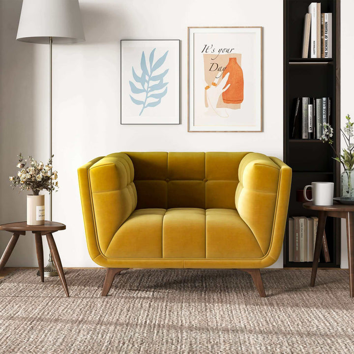 The Addison Mid Century Modern Gold Velvet Lounge Chair Era and Style Inspired Home Décor 1