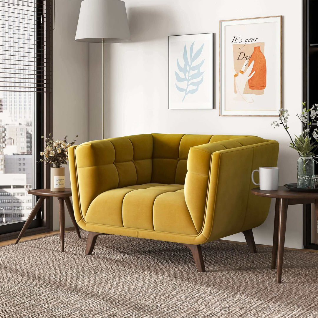 The Addison Mid Century Modern Gold Velvet Lounge Chair Era and Style Inspired Home Décor 2