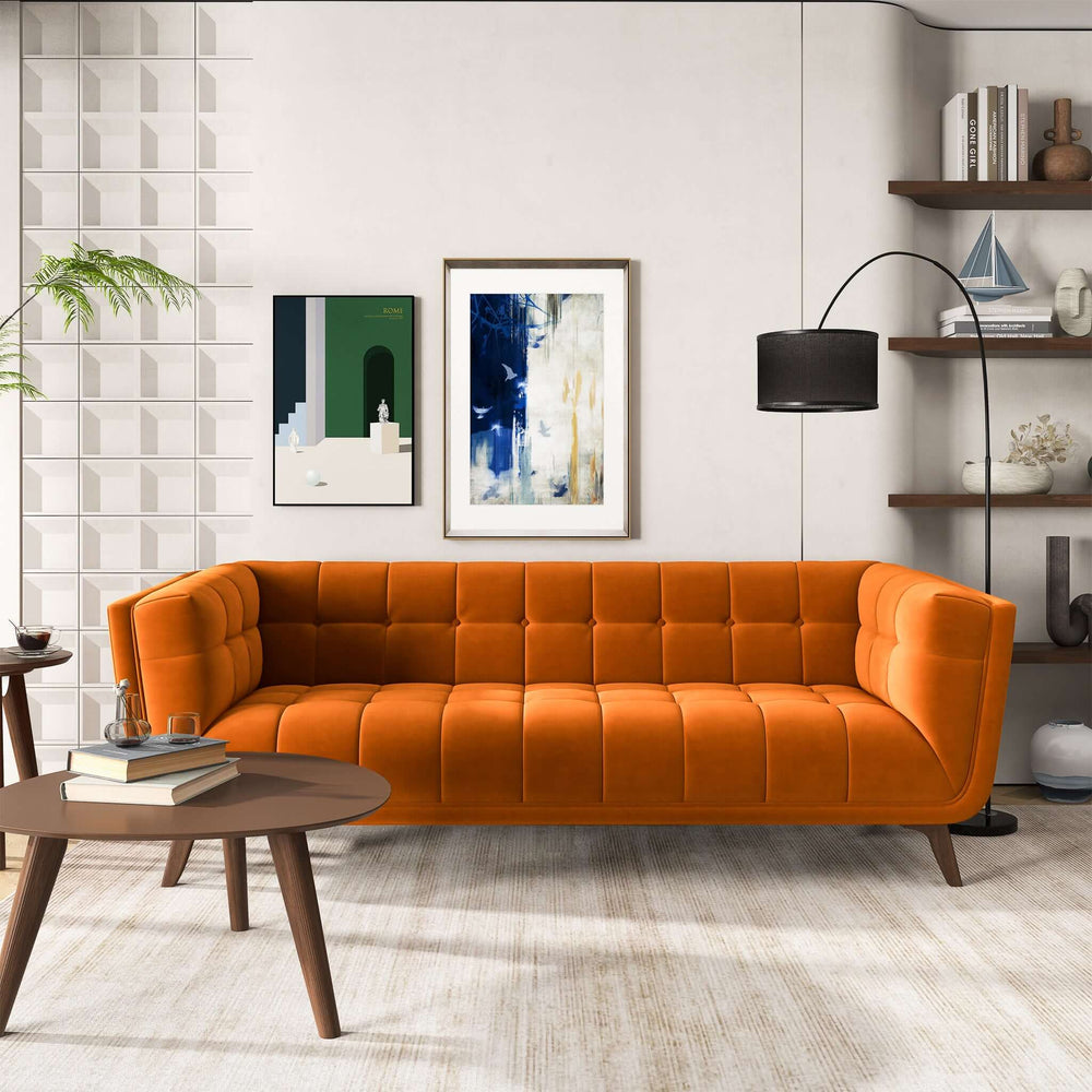 The Addison Large Burnt-Orange Velvet Sofa Era and Style Inspired Home Décor 1