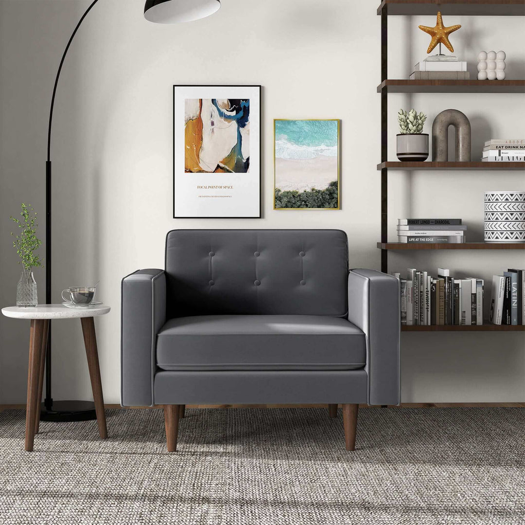 The Casey  Grey Velvet Lounge Chair Era and Style Inspired Home Décor 1