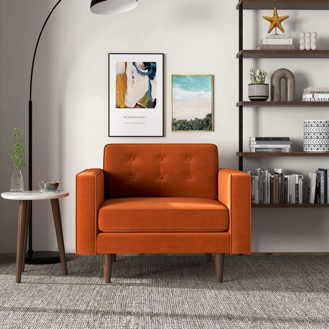 The Casey Burnt Orange Velvet Lounge Chair Era and Style Inspired Home Décor 3