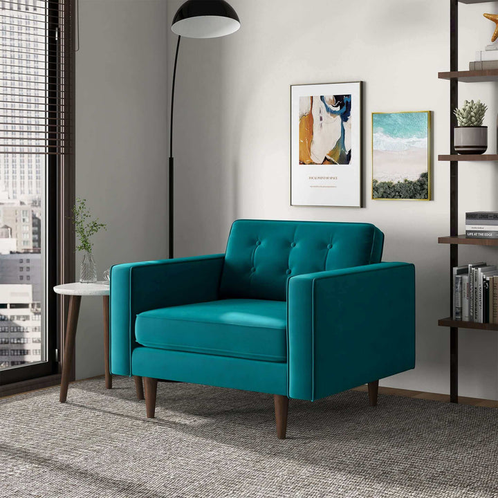 The Casey Teal Velvet Lounge Chair Era and Style Inspired Home Décor 2