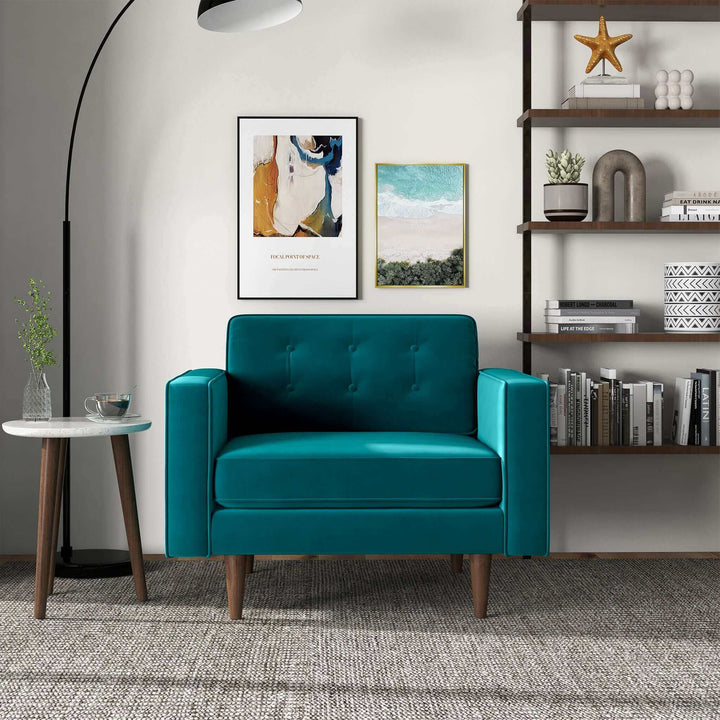 The Casey Teal Velvet Lounge Chair Era and Style Inspired Home Décor 1