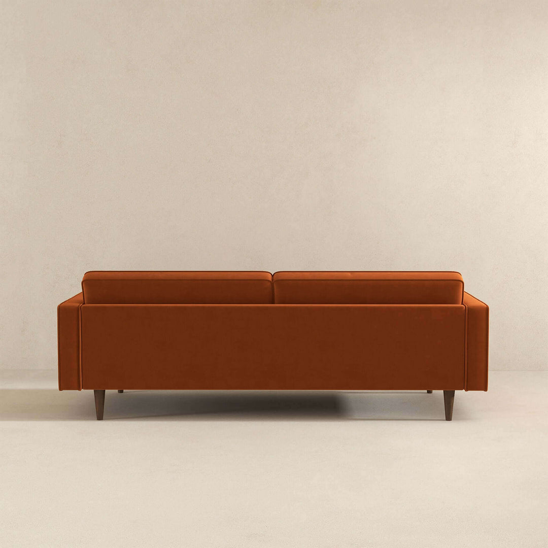 The Casey Mid Century Modern Burnt Orange Velvet Sofa Era and Style Inspired Home Décor 6