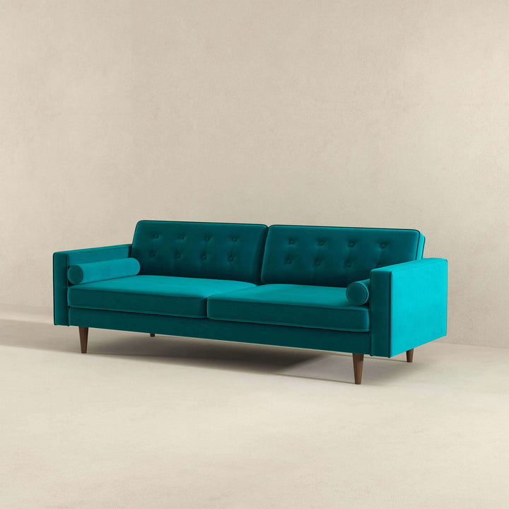 The Casey Mid Century Modern Teal Velvet Sofa Era and Style Inspired Home Décor 3