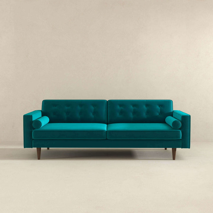 The Casey Mid Century Modern Teal Velvet Sofa Era and Style Inspired Home Décor 2