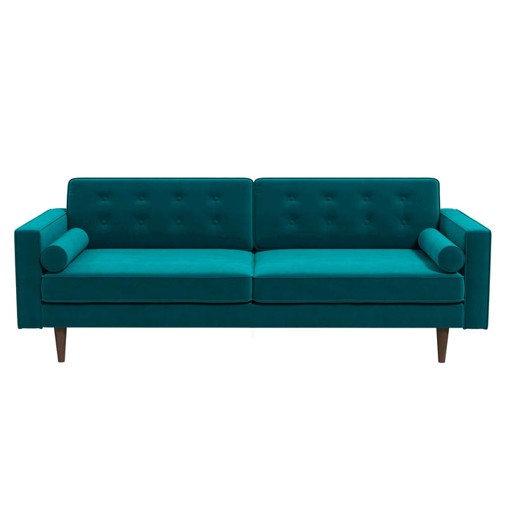 The Casey Mid Century Modern Teal Velvet Sofa Era and Style Inspired Home Décor 6