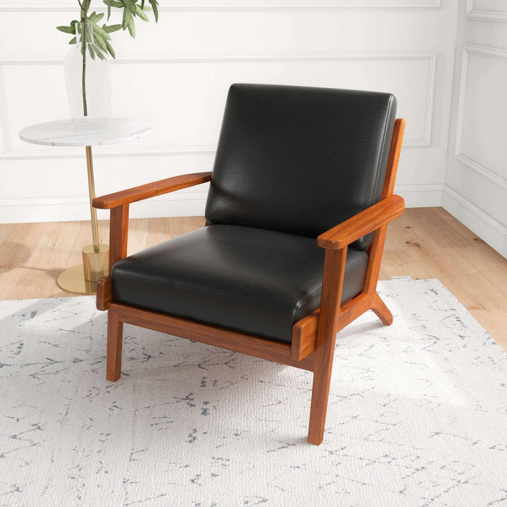 The Connor Solid Wood Genuine Leather Lounge Chair Era and Style Inspired Home Décor 2